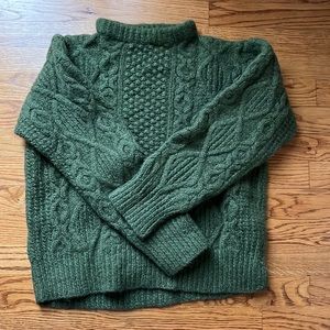 100% wool- irish knit green fishermen sweater…